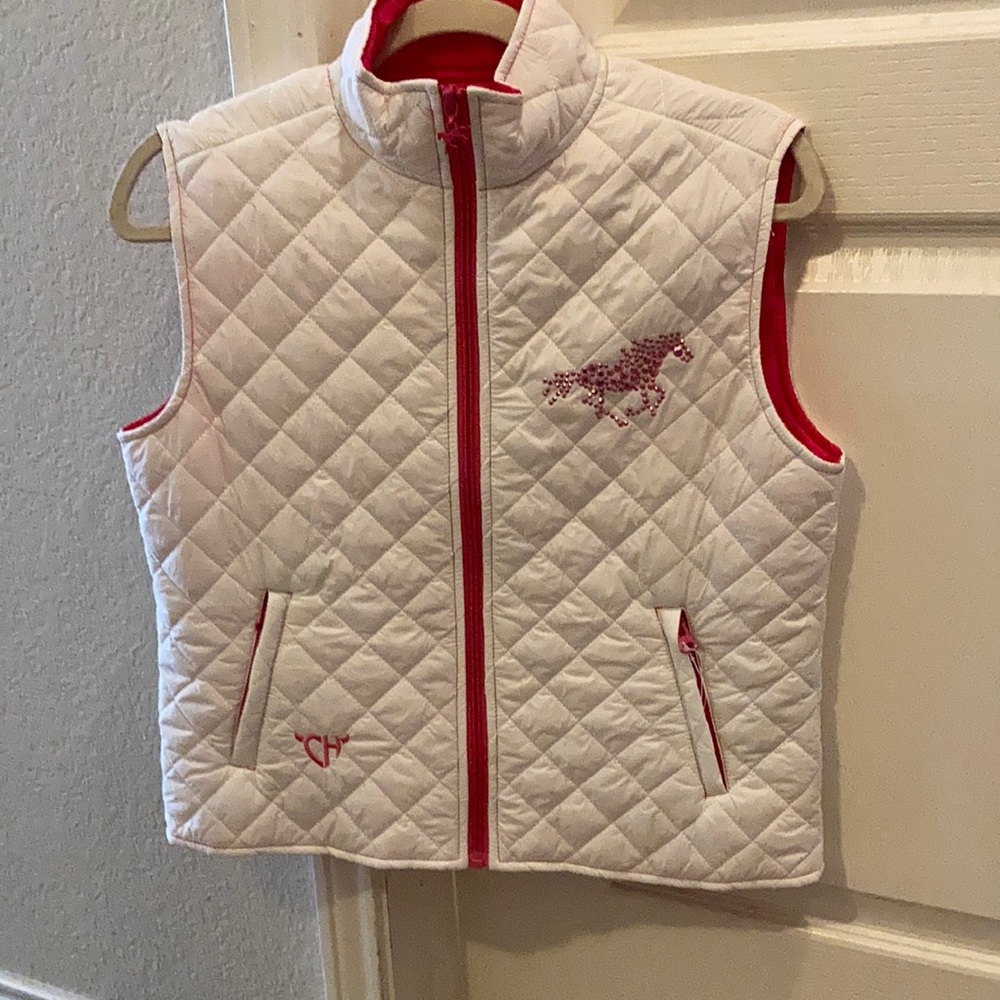 Hot pink vest with rhinestones